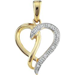 0.03 CTW Natural Diamond-accented Heart Love Anniversary Pendant 10K Yellow Gold
