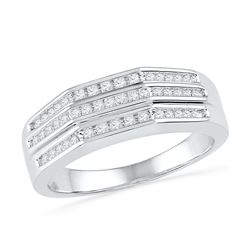 0.25 CTW Natural Diamond Flat Side Arched Band 10K White Gold