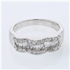 Image 1 : Baguette & Round Wavy Diamond Band in 18K White Gold - REF-135H7W
