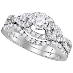 1 CTW Natural Diamond Woven Twist Bridal Engagement Ring 14K White Gold