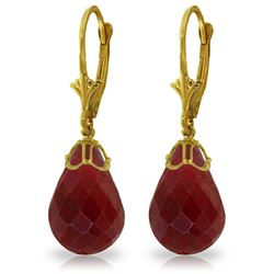 Genuine 29.6 ctw Ruby Earrings Jewelry 14KT Yellow Gold - REF-40V7W