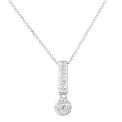 14K White Gold 0.5CTW Princess Diamond Necklaces - REF-58F2M