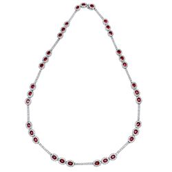 14KWhite Gold 9.82 CTW Ruby & Diamond Necklace - REF-338M9F