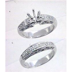 14K White Gold 0.36CTW Diamond Wedding Ring Set - REF-128K2R