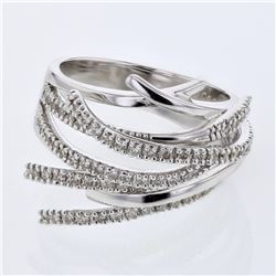 Prong-set Abstract Diamond Ring in 14K White Gold - REF-93M8F