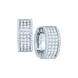 1.68 CTW Natural Diamond Huggie Earrings 10K White Gold
