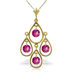 Genuine 1.20 ctw Pink Topaz Necklace Jewelry 14KT Yellow Gold - REF-31X2M