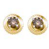 Image 1 : 1 CTW Cognac-brown Colored Diamond Solitaire Screwback Earrings 10K Yellow Gold