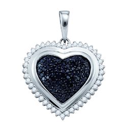 0.9 CTW Black Colored Diamond Heart Love Pendant 10K White Gold