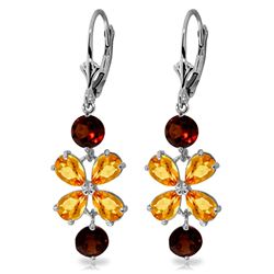 Genuine 5.32 ctw Citrine & Garnet Earrings Jewelry 14KT White Gold - REF-50Y3F