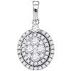 Image 1 : 1.10 CTW Natural Diamond Oval Cluster Pendant 14K White Gold