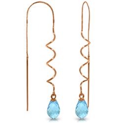 Genuine 3.3 ctw Blue Topaz Earrings Jewelry 14KT Rose Gold - REF-18X3M