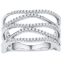 0.4 CTW Natural Diamond Crossover Band 10K White Gold