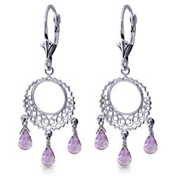 Genuine 3.75 ctw Amethyst Earrings Jewelry 14KT White Gold - REF-43H8X