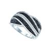 Image 1 : 0.75 CTW Black Colored Diamond Cocktail Ring 10K White Gold