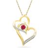 Image 1 : 0.31 CTW Lab-Created Ruby Heart Love Pendant 10K Yellow Gold