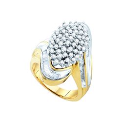 1.03 CTW Natural Diamond Wide Cluster Ring 10K Yellow Gold