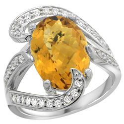 Natural 6.22 ctw quartz & Diamond Engagement Ring 14K White Gold - REF-129N4G