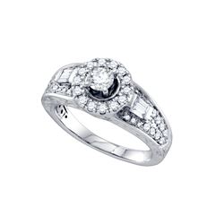 1 CTW Diamond Solitaire Halo-style Bridal Engagement Ring 14K White Gold