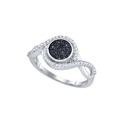 0.2 CTW Black Colored Diamond Cluster Ring 10K White Gold