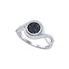 Image 1 : 0.2 CTW Black Colored Diamond Cluster Ring 10K White Gold