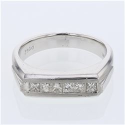 Gents Diamond Band w/ Princess cut Channel-set in 14K White Gold - REF-142A7N