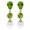 Image 1 : Genuine 10.50 ctw Peridot & Pearl Earrings Jewelry 14KT Yellow Gold - REF-40P9H