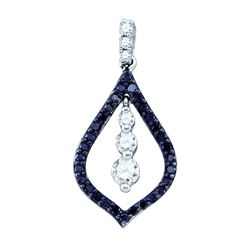 0.49 CTW Black Colored Diamond Teardrop-shape Journey Dangle Pendant 10K White Gold