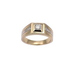 14K White Gold 0.35CTW Diamond Gent's Ring - REF-74Y6X