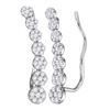 Image 1 : 0.5 CTW Natural Diamond Cluster Climber Earrings 10K White Gold