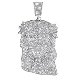 3.70 CTW Mens Natural Diamond Jesus Christ Messiah Head Charm Pendant 10K White Gold