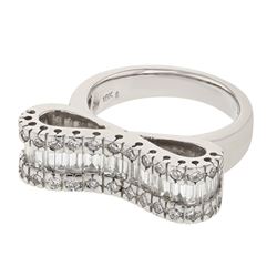 18K WhiteGold 1.49CTW Baguette Fashion Ring - REF-257H7W