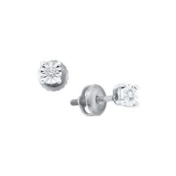 0.05 CTW Natural Diamond Solitaire Illusion Earrings 10K White Gold