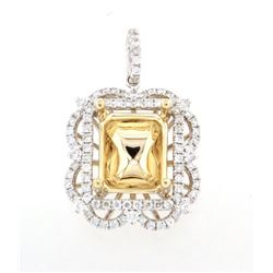 14K TwoTone Gold 0.78CTW SemiMount Slider w/Chain - REF-115W2H