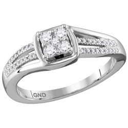 0.25 CTW Natural Diamond Cluster Ring 10K White Gold