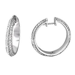 14K White Gold 3.24CTW Diamond Hoop Earring - REF-253R7K