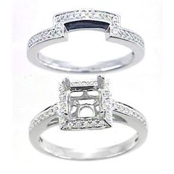 14K White Gold 0.35CTW Diamond Wedding Ring Set - REF-74A6N