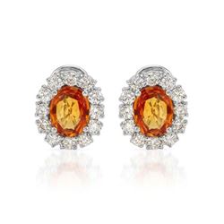 14KWhite Gold 4.41 CTW Sapphire & Diamond Earring - REF-173Y7X