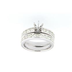 14K White Gold 1.55CTW Diamond Wedding Ring Set - REF-222F2M