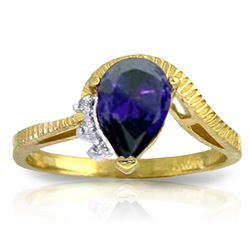 Genuine 1.52 ctw Sapphire & Diamond Ring Jewelry 14KT Yellow Gold - REF-56W5Y