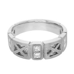 14K White Gold 0.41CTW Gents Diamond Ring - REF-87K2R