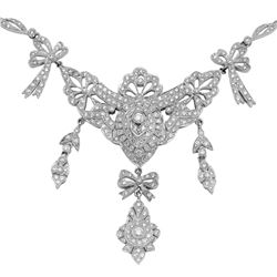 18K White Gold 5.09CTW Diamond Necklace - REF-709K3R