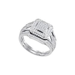 0.5 CTW Natural Diamond Cluster Bridal Engagement Ring 10K White Gold