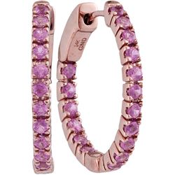 1.25 CTW Natural Pink Sapphire Hoop Earrings 14K Rose Gold