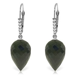 Genuine 24.65 ctw Black Spinel & Diamond Earrings Jewelry 14KT White Gold - REF-46T7A