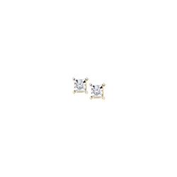 0.05 CTW Natural Diamond Square Solitaire Stud Earrings 10K Yellow Gold