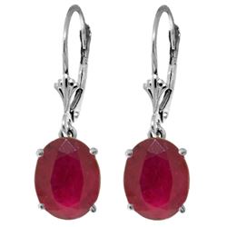 Genuine 7 ctw Ruby Earrings Jewelry 14KT White Gold - REF-64M6T