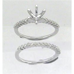14K White Gold 0.33CTW Diamond Wedding Ring Set - REF-50F6M