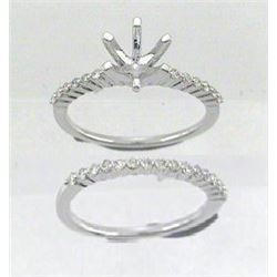 14K White Gold 0.33CTW Diamond Wedding Ring Set - REF-50F6M