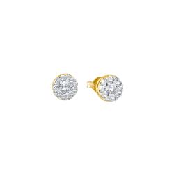 0.5 CTW Natural Diamond Flower Cluster Screwback Stud Earrings 14K Yellow Gold